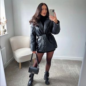 Zara ❤️Bloggers Favorite Black Faux Leather Puffer Coat
